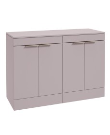 STOCKHOLM Floorstanding 120cm Four Door Countertop Vanity Unit Matt Cashmere Pink - Brushed Nickel Handle