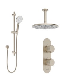 Alita Knurled Shower Set 1 Brushed Nickel - Ceiling Mounted Fixed Head