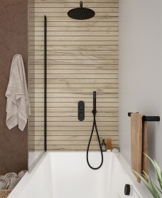 Alita Knurled Bath Set 3 Matt Black - Ceiling Mounted Fixed Head