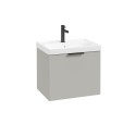 STOCKHOLM Arctic Grey Matt 50cm Wall Hung Vanity Unit - Matt Black Handle