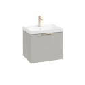 STOCKHOLM Arctic Grey Matt 50cm Wall Hung Vanity Unit - Brushed Gold Handle