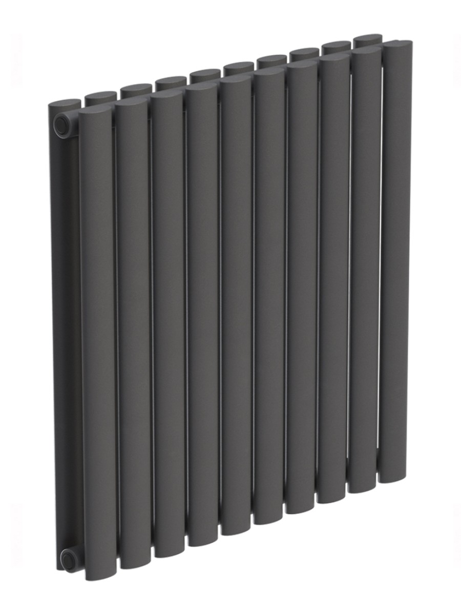 AMURA Elliptical Tube Horizontal Designer Radiator 600 x 600 Double Panel Anthracite