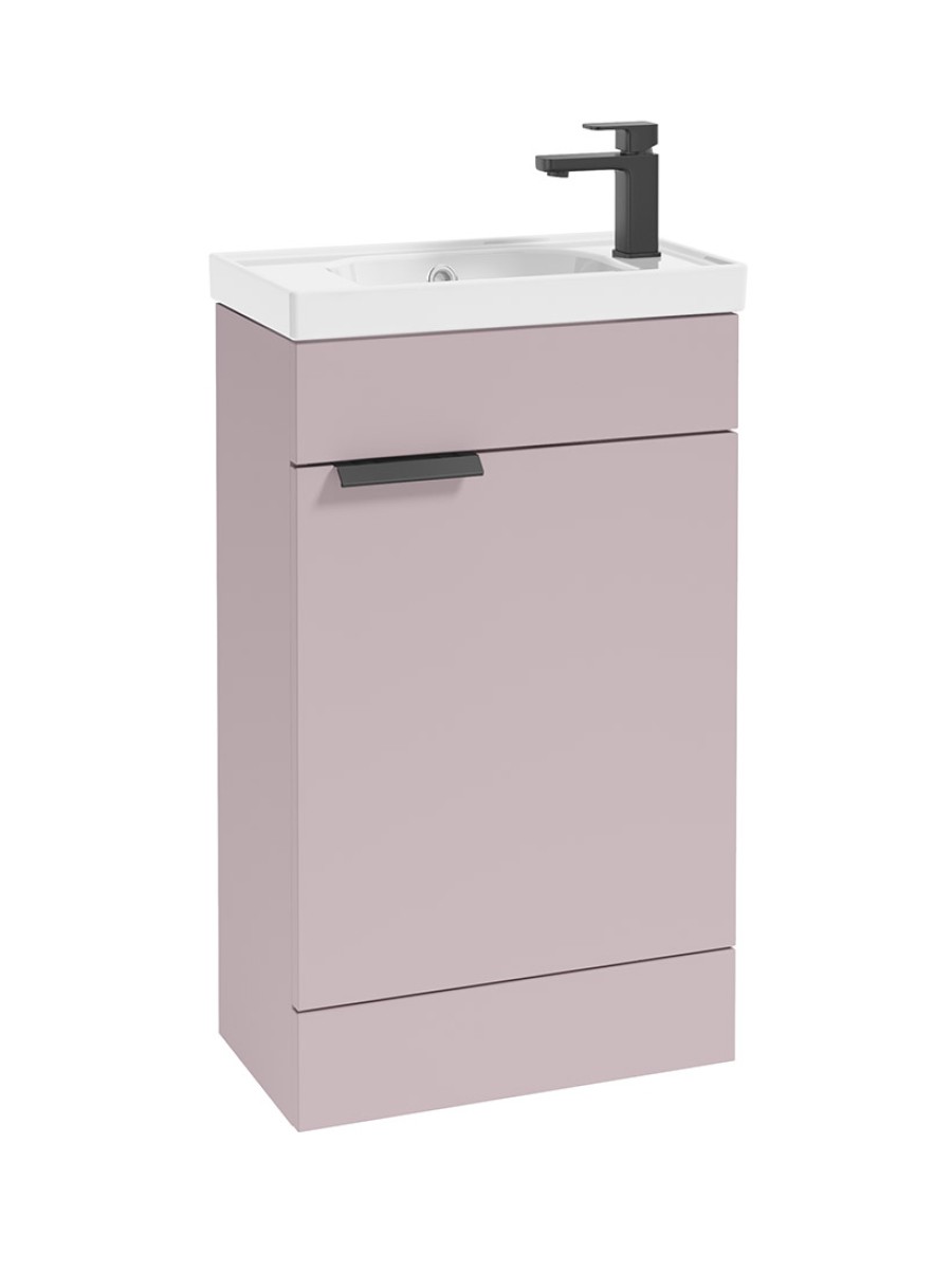 STOCKHOLM 50cm Floor Standing Cloakroom Matt Cashmere Pink Vanity Unit -Matt Black handle