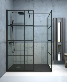 ASPECT Black Trellis 1100mm Wetroom Panel