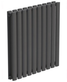 AMURA Elliptical Tube Horizontal Designer Radiator 600 x 600 Double Panel Anthracite