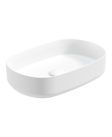 AVANTI Oval 55cm Vessel Basin with Ceramic Click Clack Waste - Satin White