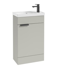 STOCKHOLM 50cm Floor Standing Cloakroom Unit Black Handle Matt Arctic Grey