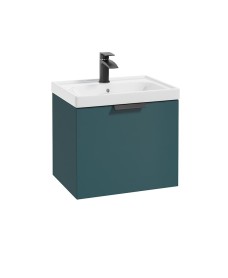 STOCKHOLM Ocean Blue Matt 50cm Wall Hung Vanity Unit - Matt Black Handle