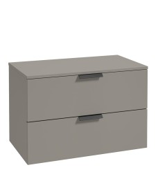 STOCKHOLM 80cm Unit with Counter Top Black Handle Matt Khaki