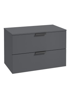 STOCKHOLM 80cm Unit with Counter Top Black Handle Matt Midnight Grey