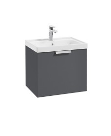 STOCKHOLM Midnight Grey Matt 50cm Wall Hung Vanity Unit - Brushed Chrome Handle