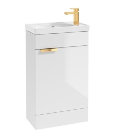 STOCKHOLM 50cm Floor Standing Cloakroom Unit Gold Handle Gloss White