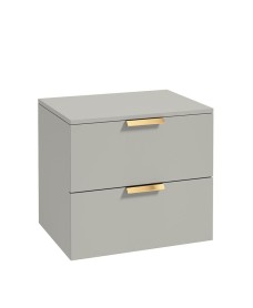 STOCKHOLM 60cm Unit with Counter Top Gold Handle Matt Arctic Grey