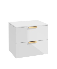 STOCKHOLM 60cm Unit with Counter Top Gold Handle Gloss White