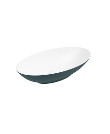 SKAL Oval Wash Basin 600x350 White - Ocean Blue & Waste 