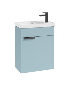 STOCKHOLM 50cm Wall Hung Cloakroom Matt Morning Sky Blue Vanity Unit - Matt Black handle