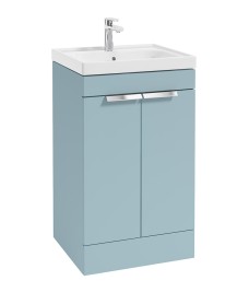 STOCKHOLM 50cm Two Door Floor Standing Matt Morning Sky Blue Vanity Unit - Brushed Chrome Handles