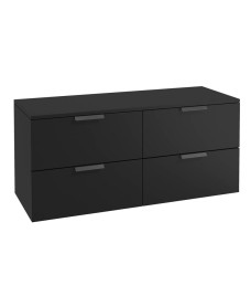 STOCKHOLM 120cm Four Drawer Matt Black Countertop Vanity Unit - Matt Black Handle