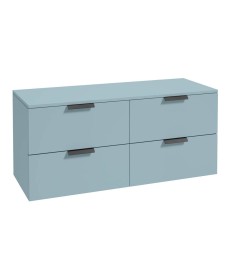 STOCKHOLM 120cm Four Drawer Matt Morning Sky Blue Countertop Vanity Unit - Matt Black Handle