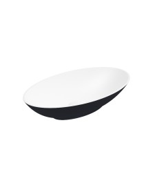 SKAL Oval Wash Basin 600x350  White - Matt Black & Waste