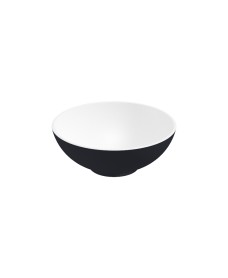 SKAL Round Wash Basin 400x150 White - Matt Black & Waste