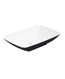 SKAL Rectangle Wash Basin 600x400  White - Matt Black & Waste