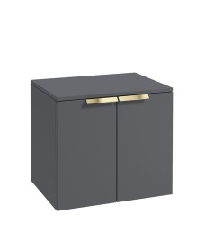 STOCKHOLM 60cm Two Door Countertop Wall Hung Matt Midnight Grey- Gold Handles