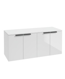 STOCKHOLM 120cm Four Door Gloss White  Countertop Vanity Unit - Matt Black Handle