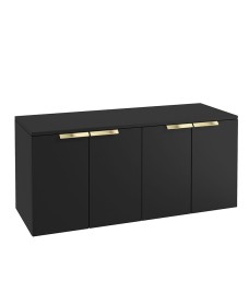 STOCKHOLM 120cm Four Door Matt Black Countertop Vanity Unit - Brushed Gold Handle