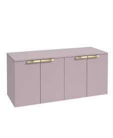 STOCKHOLM 120cm Four Door Matt Cashmere Pink Countertop Vanity Unit - Brushed Gold Handle