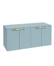 STOCKHOLM 120cm Four Door Matt Morning Sky Blue Countertop Vanity Unit - Brushed Gold Handle