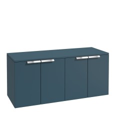 STOCKHOLM 120cm Four Door Matt Ocean Blue Countertop Vanity Unit - Brushed Chrome Handle