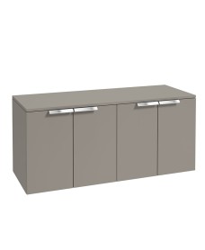 STOCKHOLM 120cm Four Door Matt Khaki Countertop Vanity Unit - Brushed Chrome Handle