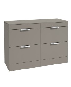 STOCKHOLM 120cm Four Drawer Matt Khaki Countertop Vanity Unit - Brushed Chrome Handle