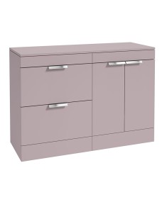 STOCKHOLM 120cm Floor Standing Two Drawer and Two Door Matt Cashmere Pink Countertop Vanity Unit - Brushed Chrome Handle