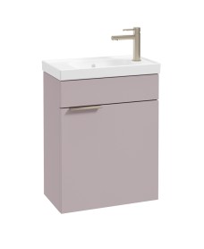 STOCKHOLM Wall Hung 50cm Cloakroom Vanity Unit Matt Cashmere Pink - Brushed Nickel Handle