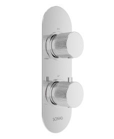 ALITA Knurled Dual Control Dual Outlet Concealed Thermostatic Shower Valve Chrome