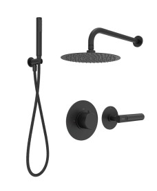 HAKK Thermostatic Shower Set 2 Matt Black with Wall Arm