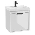 FJORD Gloss White 50cm Wall Hung Vanity Unit-Matt Black Handle