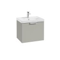 STOCKHOLM Arctic Grey Matt 50cm Wall Hung Vanity Unit - Brushed Chrome Handle