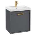 FJORD Midnight Grey Matt 50cm Wall Hung Vanity Unit-Brushed Gold Handle