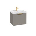 STOCKHOLM Khaki Matt 50cm Wall Hung Vanity Unit - Brushed Gold Handle