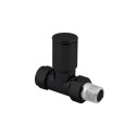 Round Straight Radiator valve Black