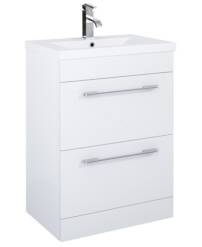 OTTO PLUS White 60cm 2 Drawer | Bathroom Furniture
